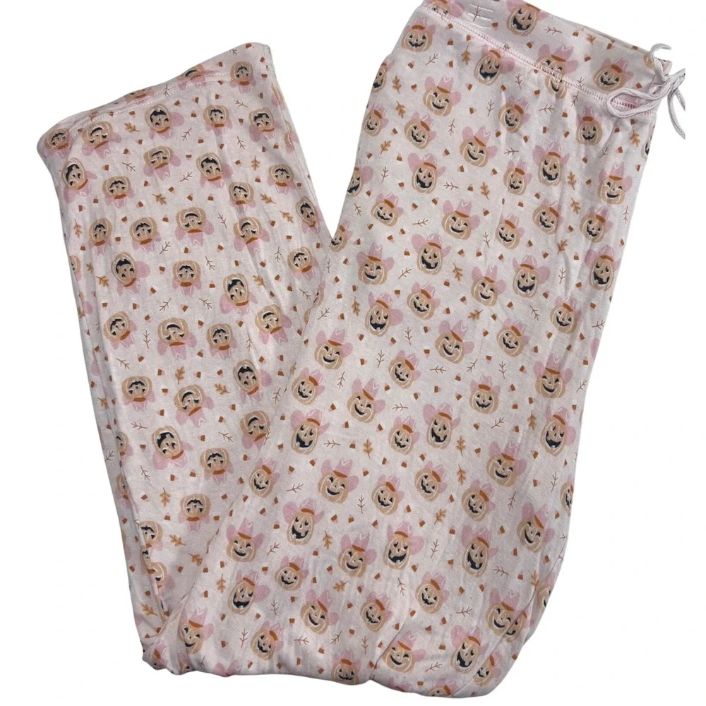 Cupcakes and Cashmere Pink Cowboy Hat Pumpkin Pajama Pants Womens L Halloween